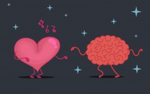 Brain & heart character illustration